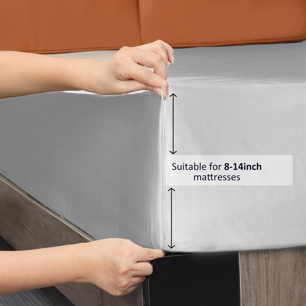 Omgoods - Luxe Fitted Sheet van Satin Polyester - Lichtgrijs 90x200x36cm