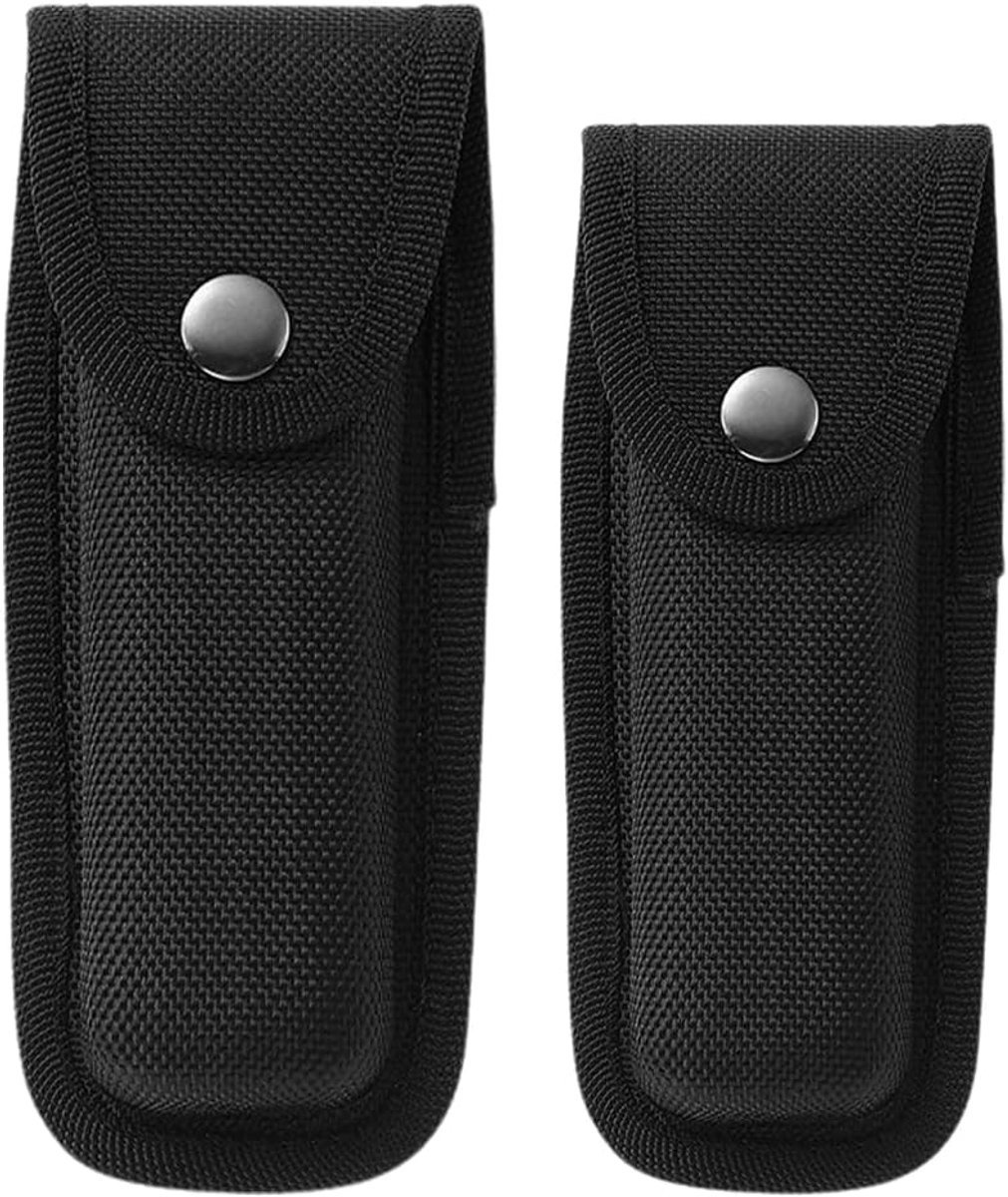 2 stuks messentas voor riem, Oxford messenetui, zwart, messenschede met riemlus, voor zakmes, klapmes, binnen 13 cm lengte, zonder messen