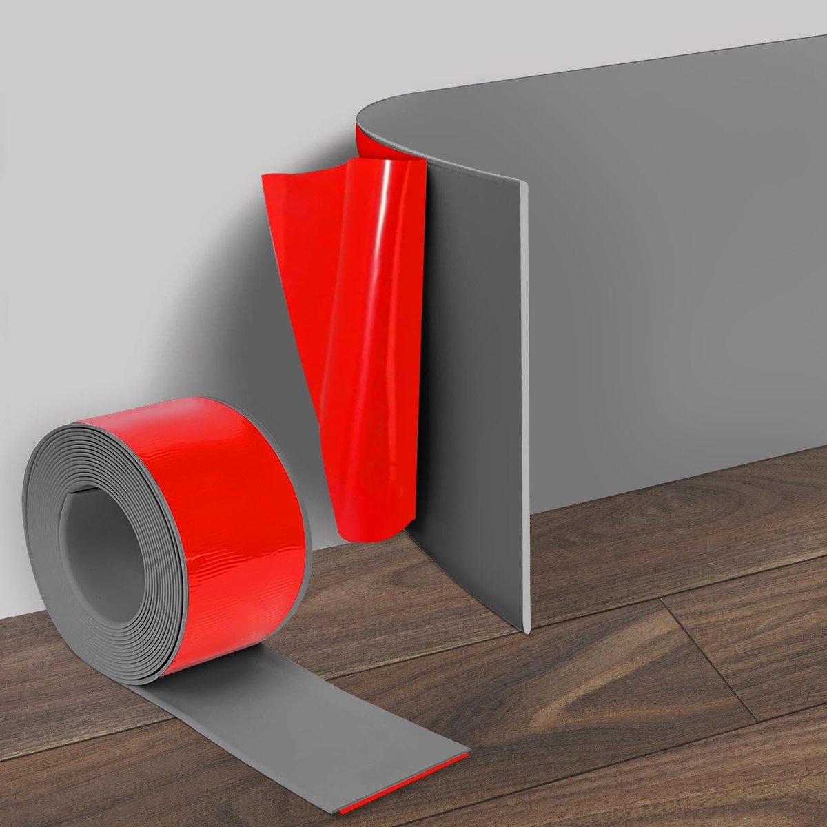 Omgoods - Zelfklevende PVC Plinten - 5m, 10cm Breed (Grijs)