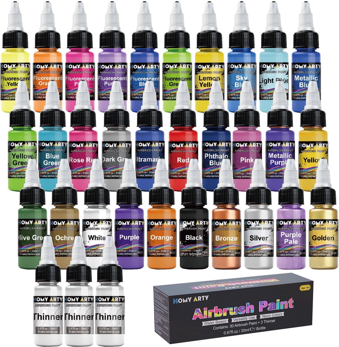 Omgoods - 30 Kleuren Watergedragen Airbrush Verfset