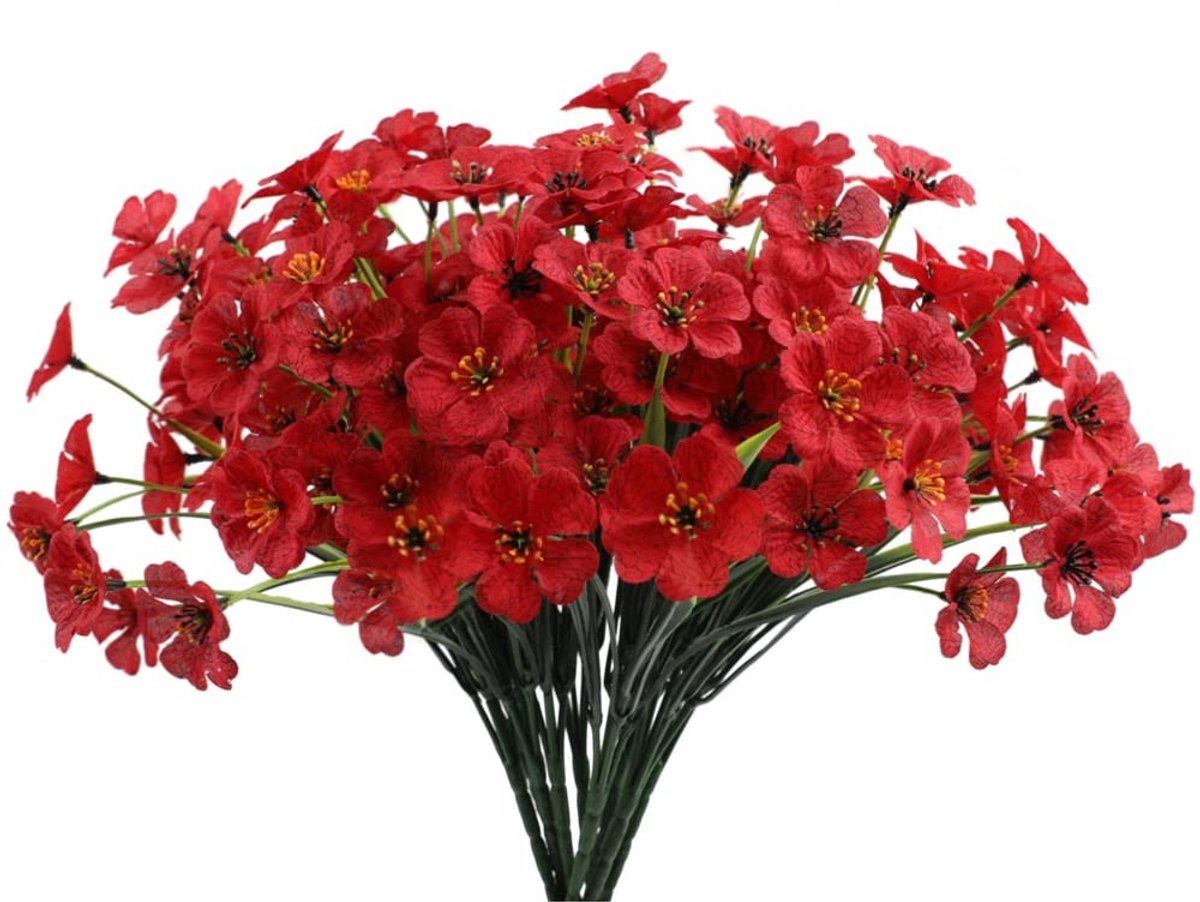 Omgoods - 12 Bundels Kunstbloemen UV Bestendig - Vervangende Bloemen voor Tuin en Interieur