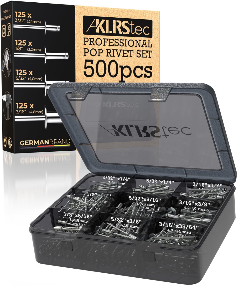 Omgoods - Professionele Pop Rivets Assortiment Set - 500 Stuks Aluminium