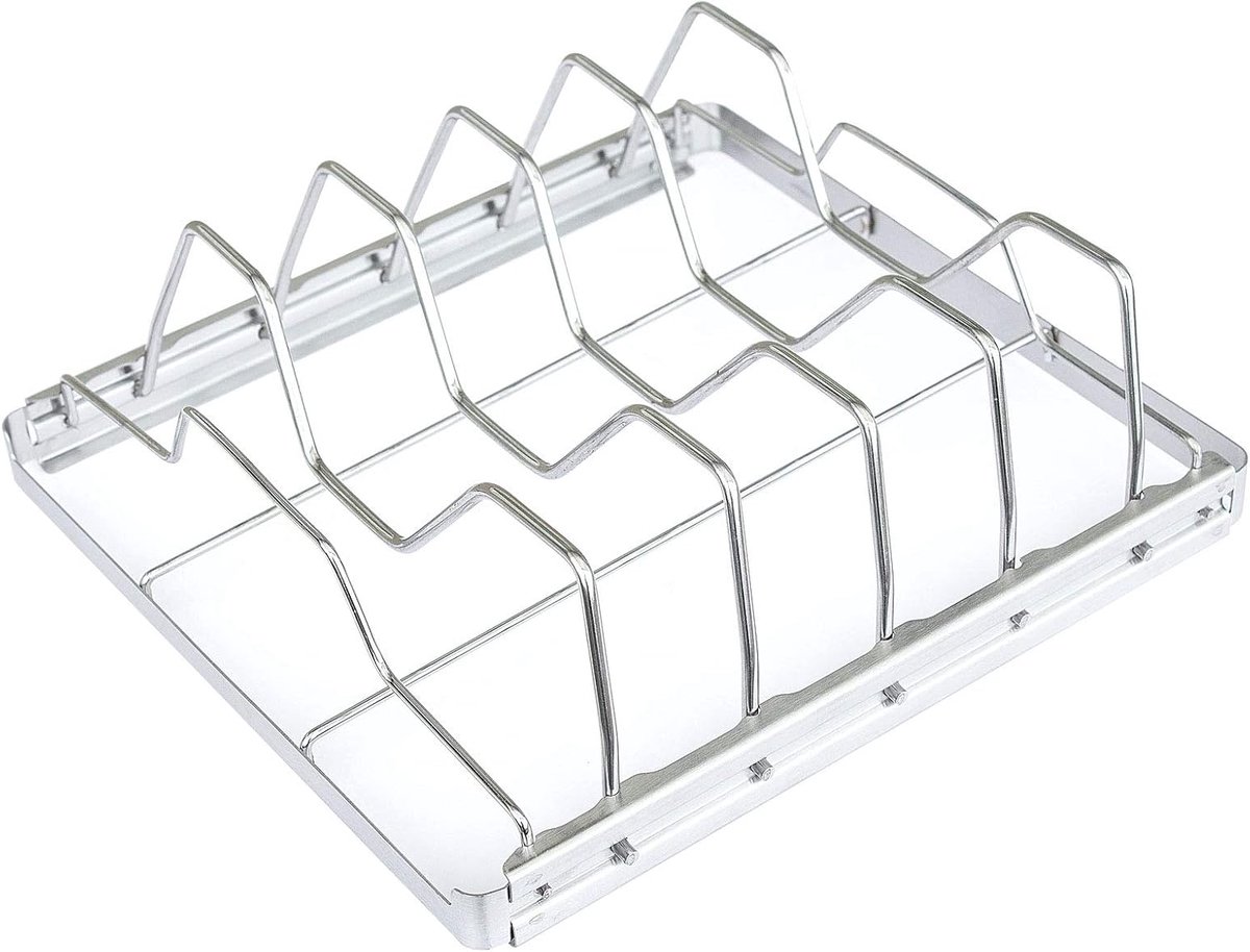Spare-Ribs-Halter van roestvrij staal, vouwbare ribbenhouder, grillaccessoire, grillmand 24 x 23 cm