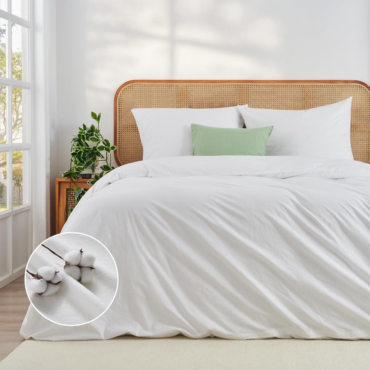 Omgoods - Witte Katoenen Bedlinnen Set 200 x 200 cm met Rits