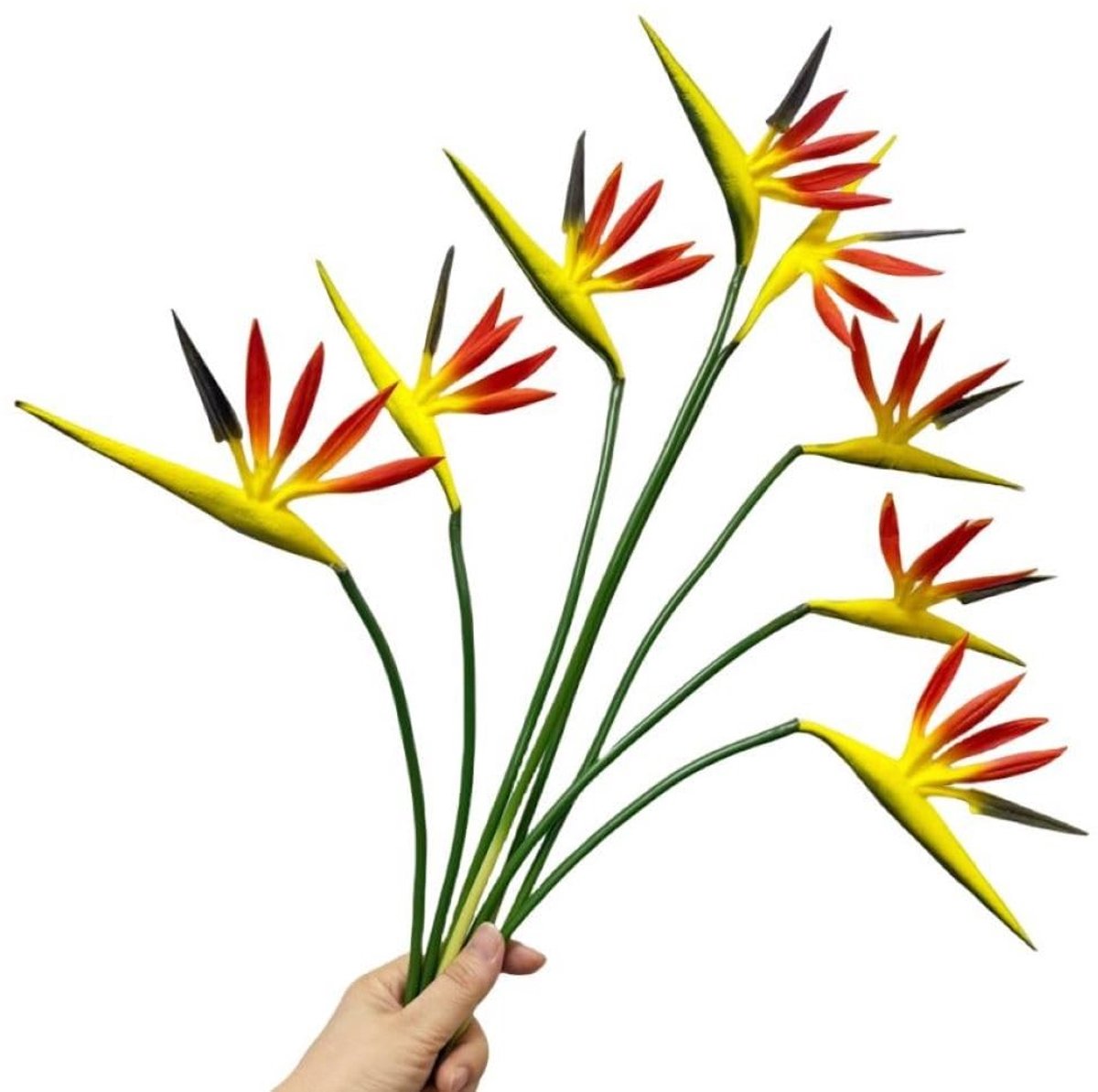 Omgoods - 8 Stuks Kunstmatige Bird of Paradise Bloemen - Oranje
