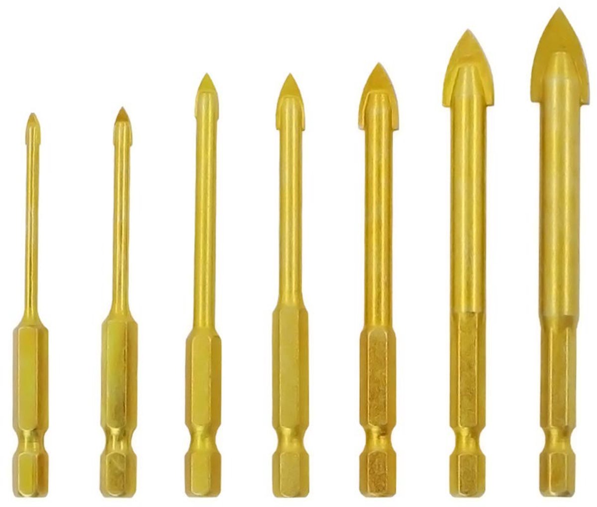 Omgoods - Glas Boor Set - Boormachine Accessoires - 7 Stukken - Geschikt voor Keramiek - Betrouwbare Boorkwaliteit - Ideaal voor Tegels en Spiegels