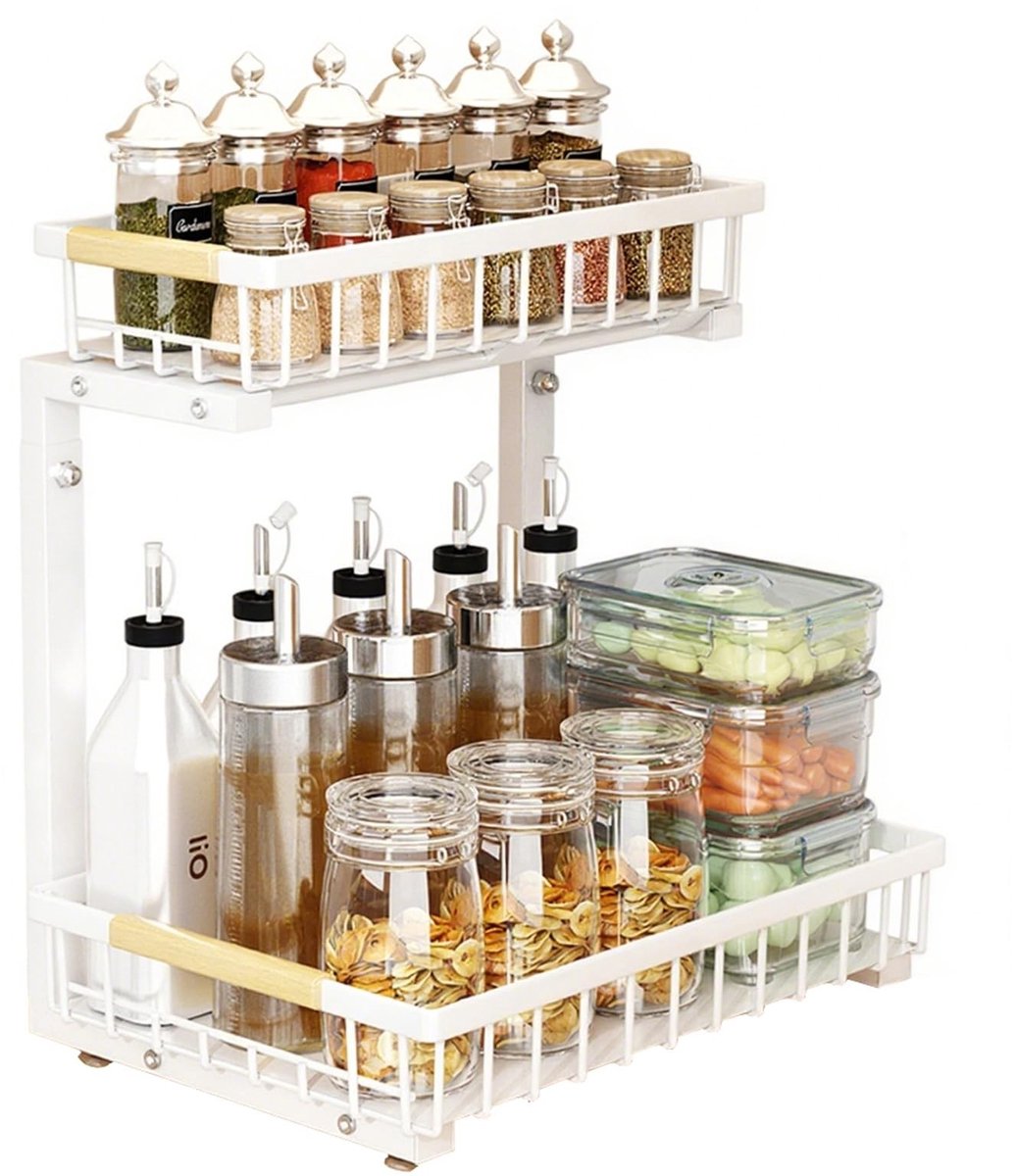 Omgoods - Onder de Wastafel Opberg Organizer - Verstelbare Keuken Shelf met Wieltjes