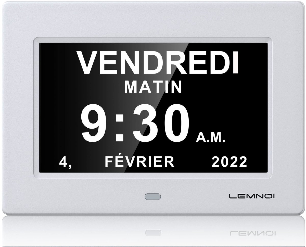 Omgoods - 7 Inch LCD Digitaal Klok met Kalender en 8 Alarmen
