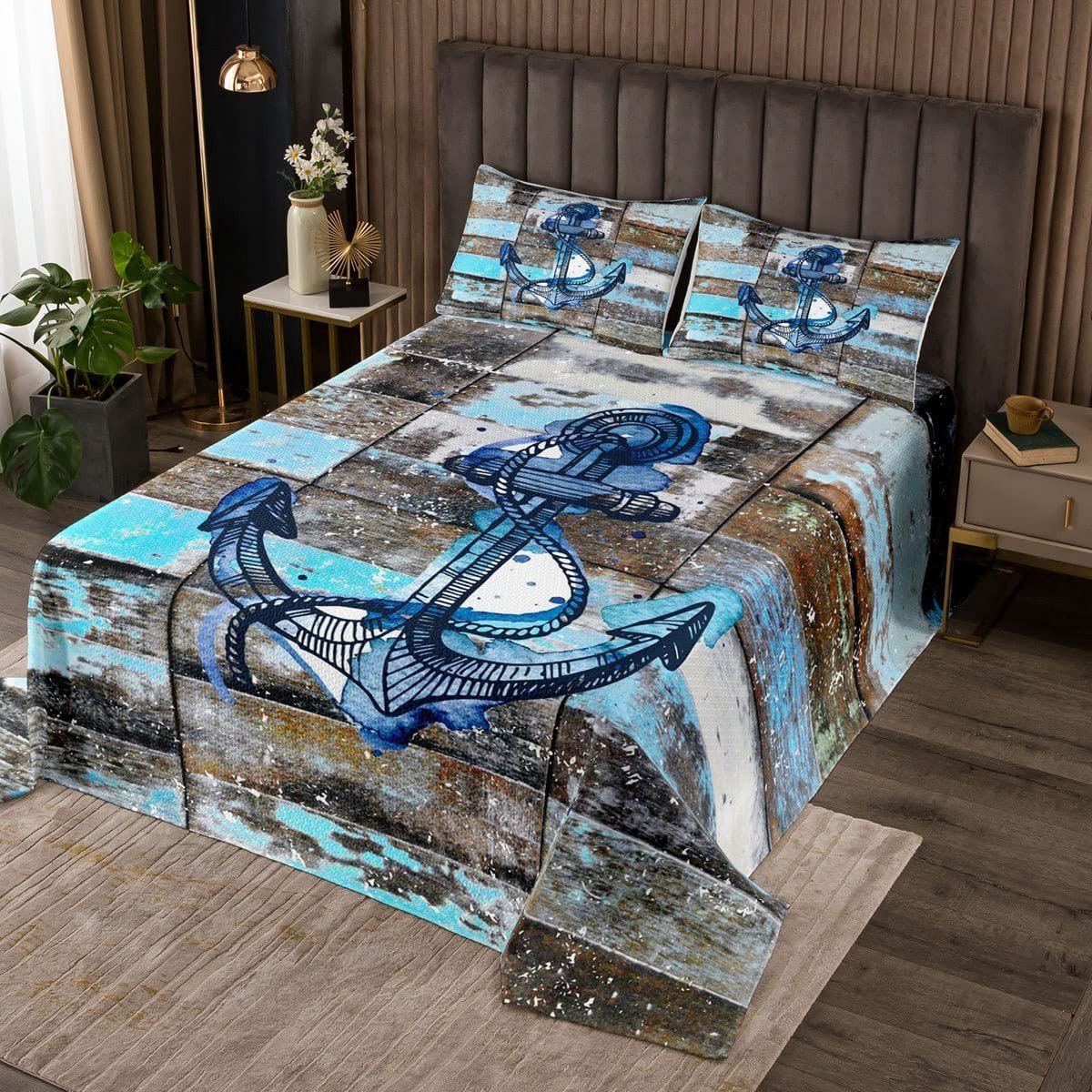 Omgoods - Bedsprei 240x260 cm met 2 Kussenhoezen en Retro Ontwerp