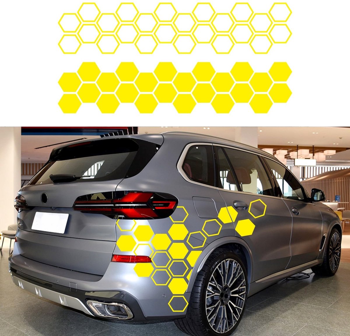 Omgoods - Set van 48 Honingraat Autostickers in Geel