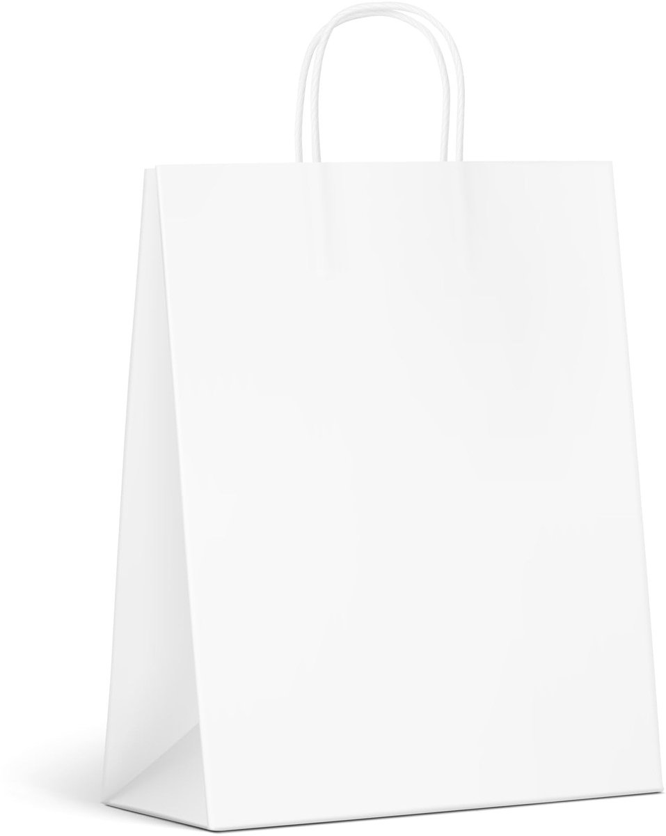 Omgoods - 50 Stuks Papier Tassen met Handvat - Witte Kraft Cadeautassen voor Diverse Gelegenheden