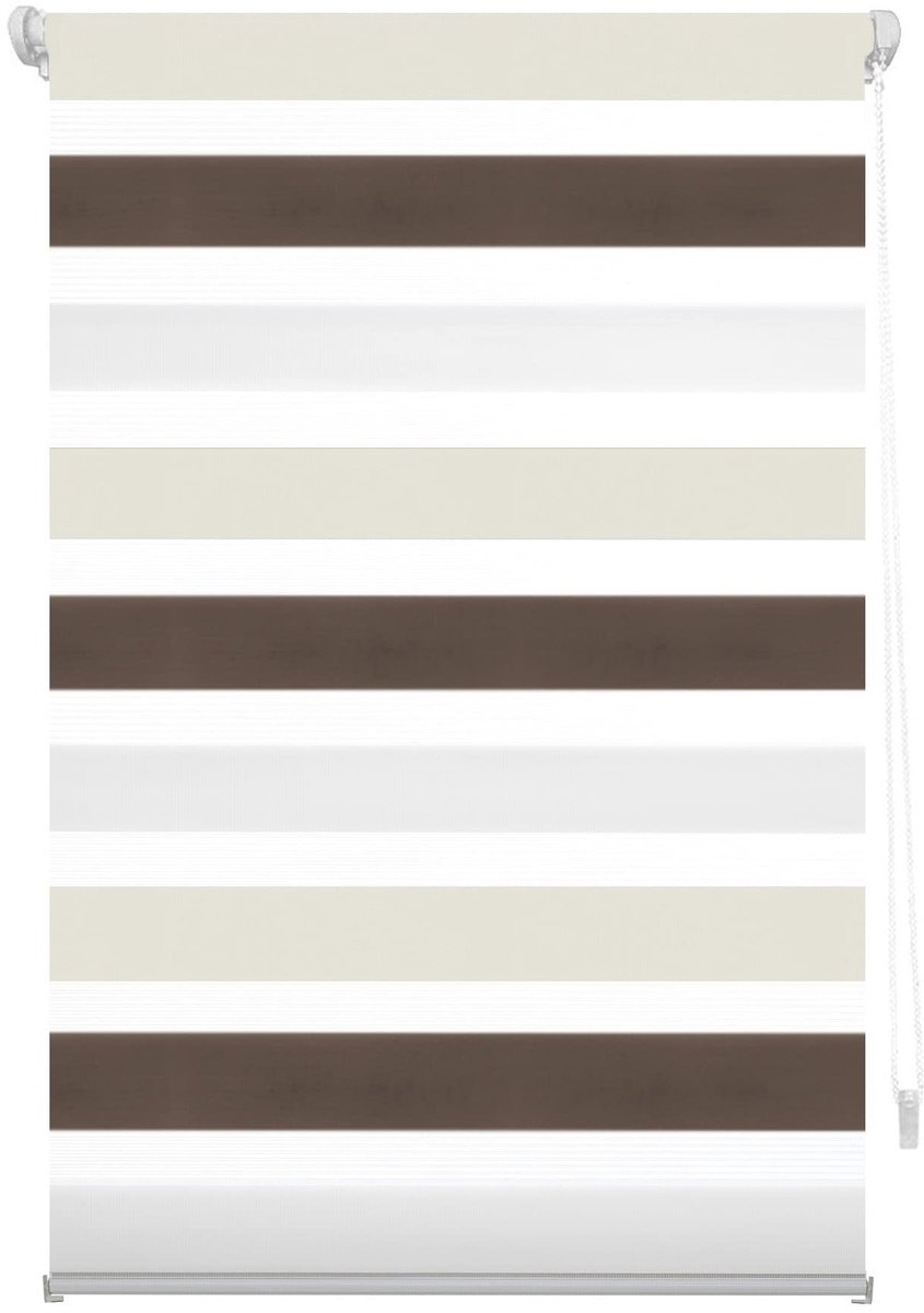 Omgoods - EasyFix Rolgordijn voor Dag en Nacht - 97 x 180 cm - Bruin/Cream