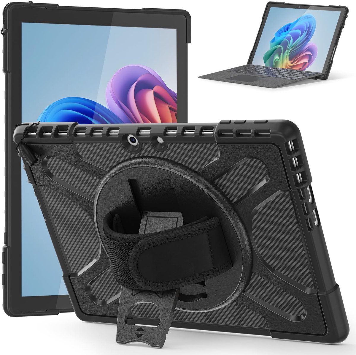 Omgoods - Gerutek Hoes voor Microsoft Surface Pro 11/10/9 - Shockproof met 360 Rotating Stand