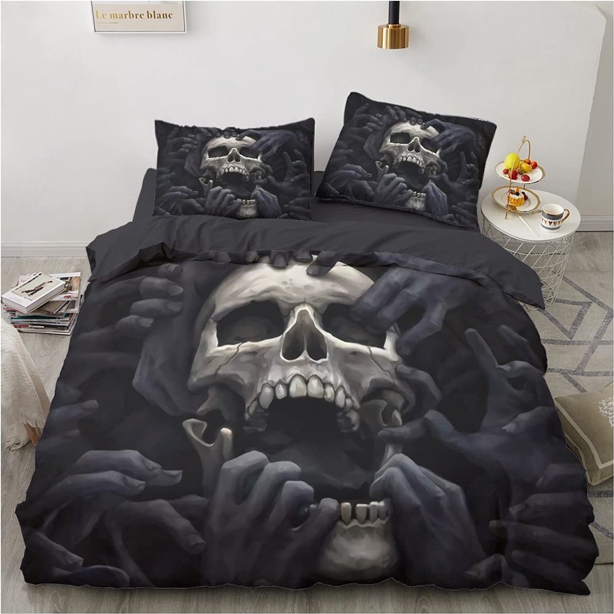 Omgoods - Gothic Duvet Cover Set met Skulls en 2 Kussenslopen