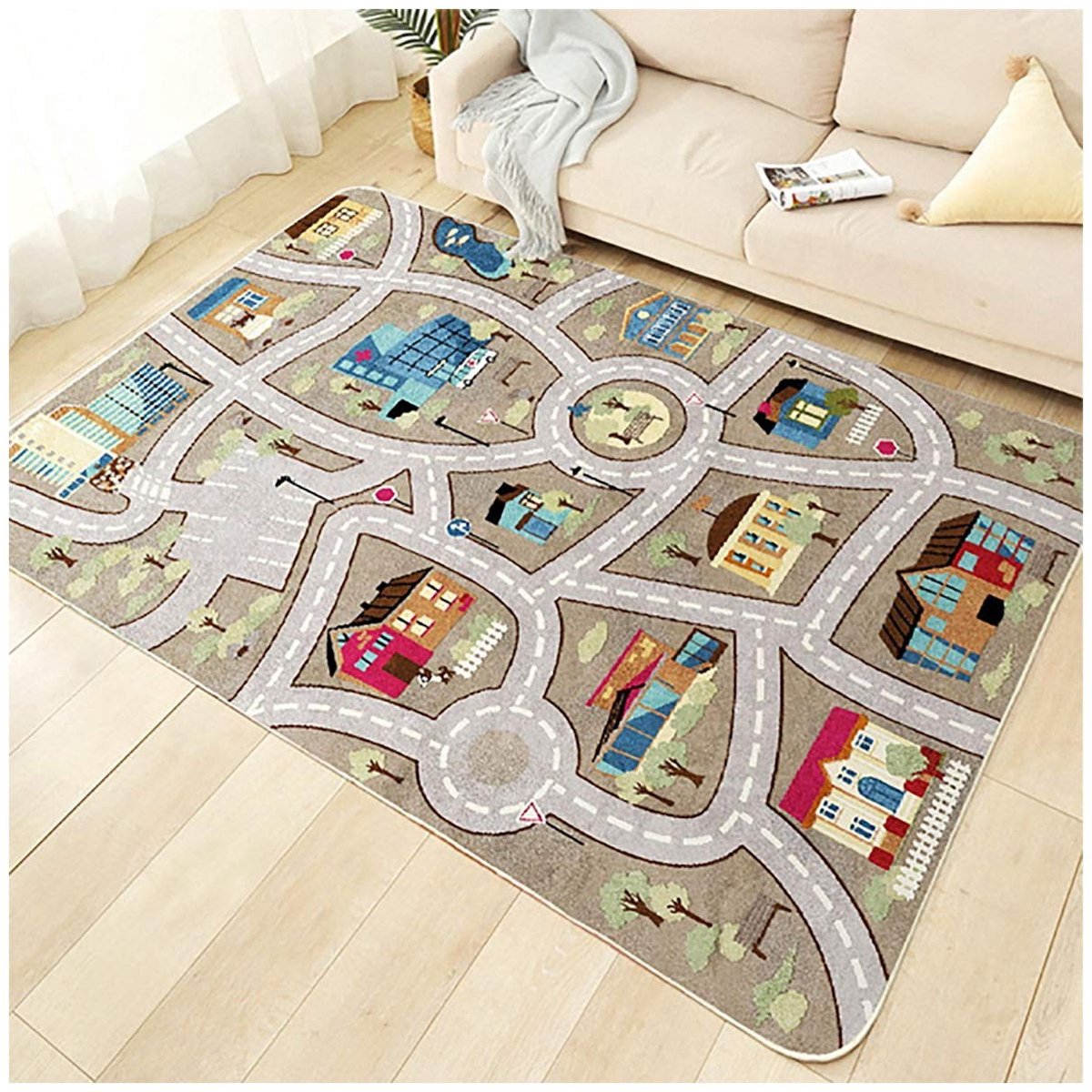 Omgoods - Speelkleed Kinderen met Auto's en Dieren 80 x 160 cm - Antislip en Warm