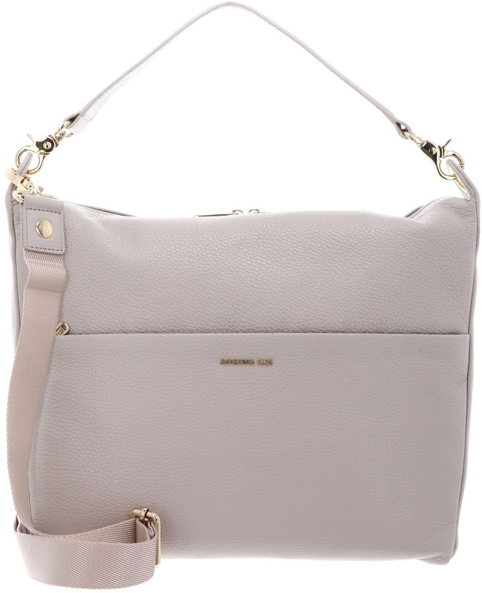MANDARINA DUCK Leren schoudertas Mellow Leather Hobo Cocoon Lichtgrijs