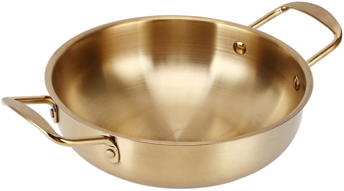 Omgoods- Noodle Pot Gouden Aluminiumlegering - Draagbare Kookpot - Soeppot - Huishoudelijke Keuken - Binnendiameter 18cm - Duurzaam en Milieuvriendelijk