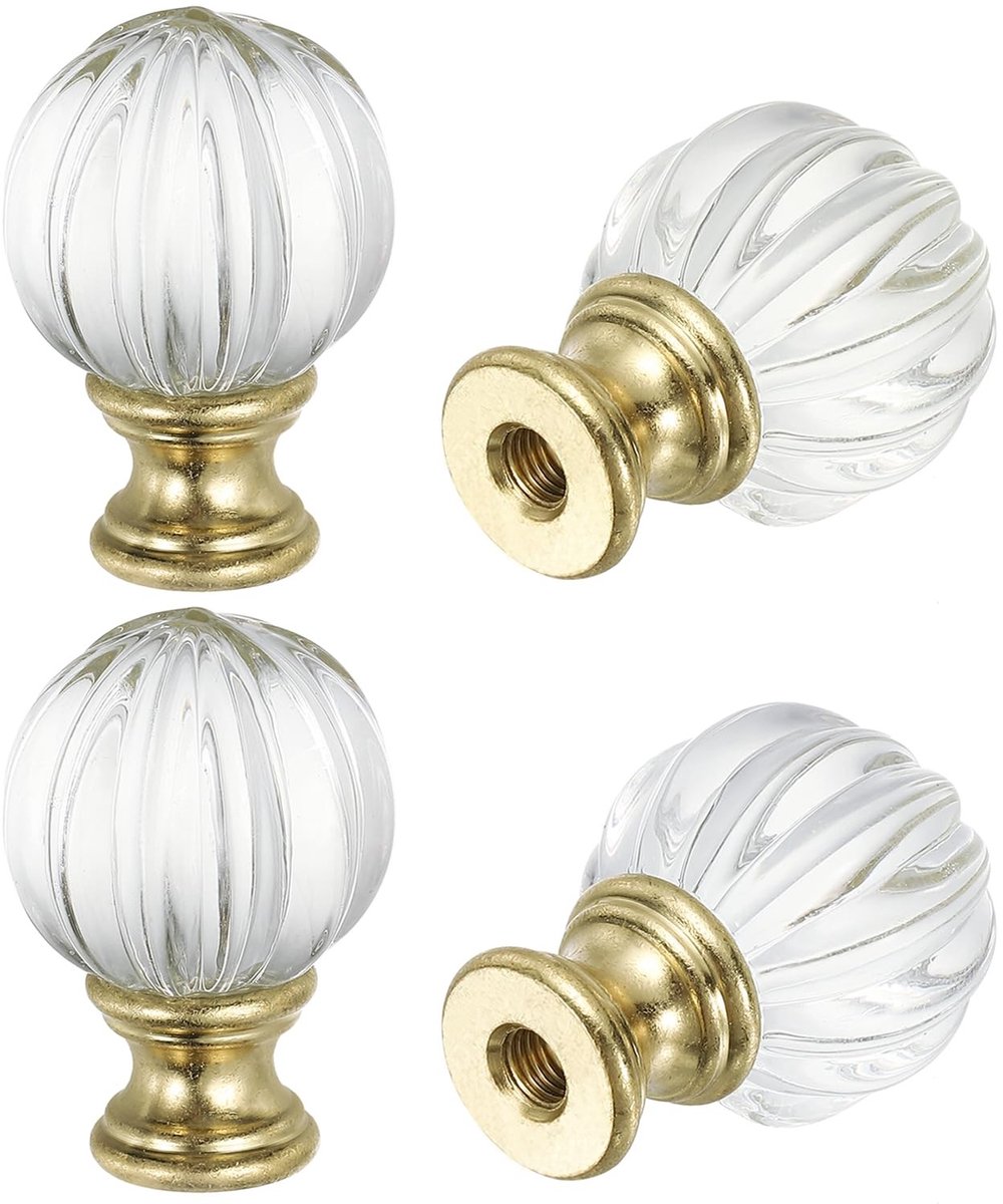 Omgoods - 4 Stuks Lampen Finiaal met Kristallen Bal - Gouden Kleur