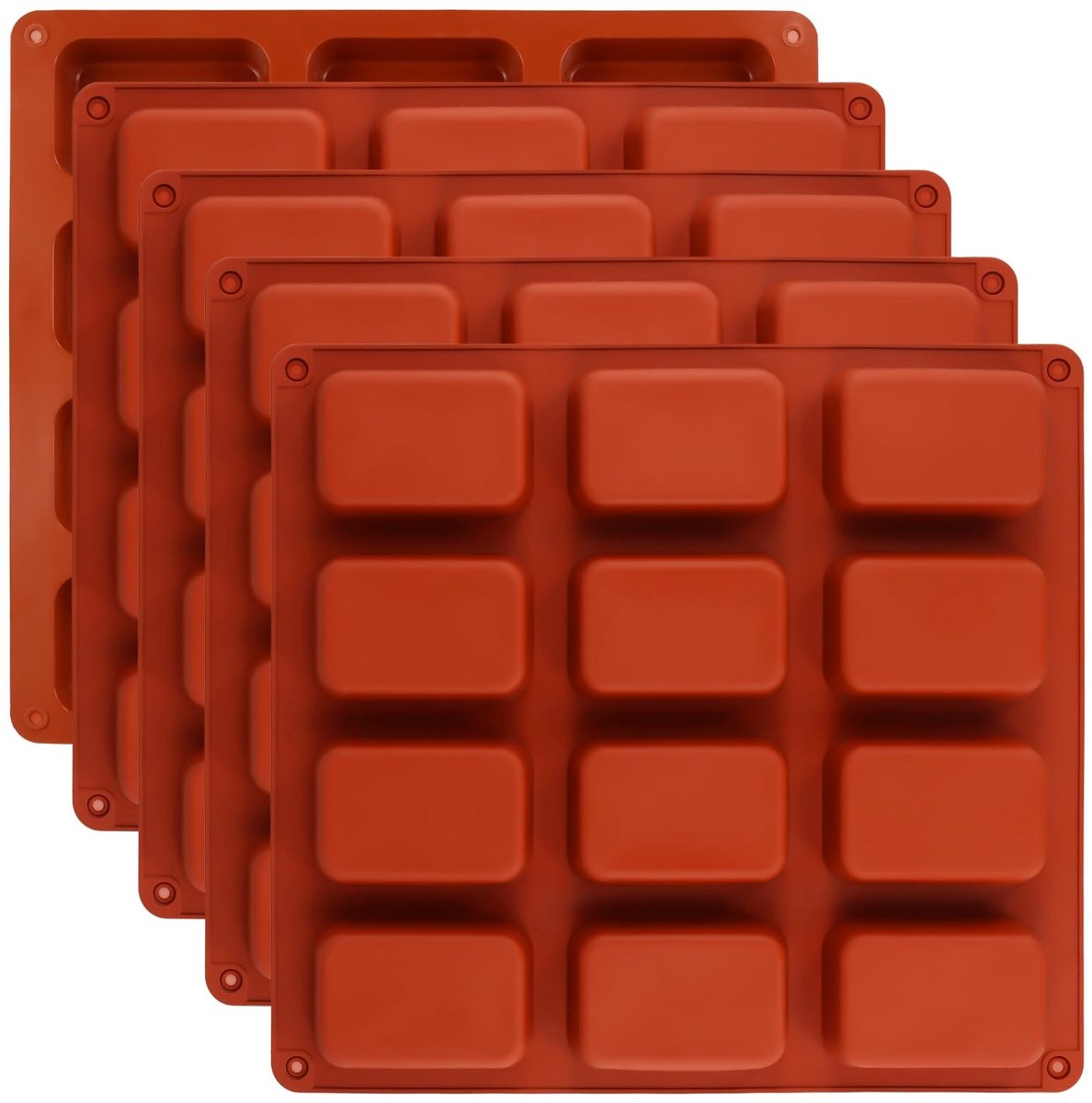 Omgoods - 5 Stuks Silicone Mini Brood Pan - 12 Cavity Non-stick Bakvorm voor Chocolade en Brood