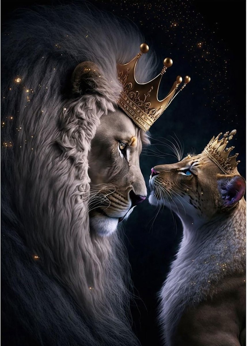 Lion Kings Diamond Painting Kits voor Volwassenen, Dieren Diamant Schilderij Kits, 5D DIY Ronde Volledige Boor Leeuw Kits Craft voor Thuis Wall Art Decor 30X40cm