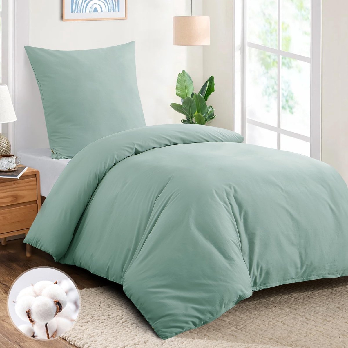 Omgoods - Katoenen Bedlinnen Set 155 x 220 cm met Kussenhoes