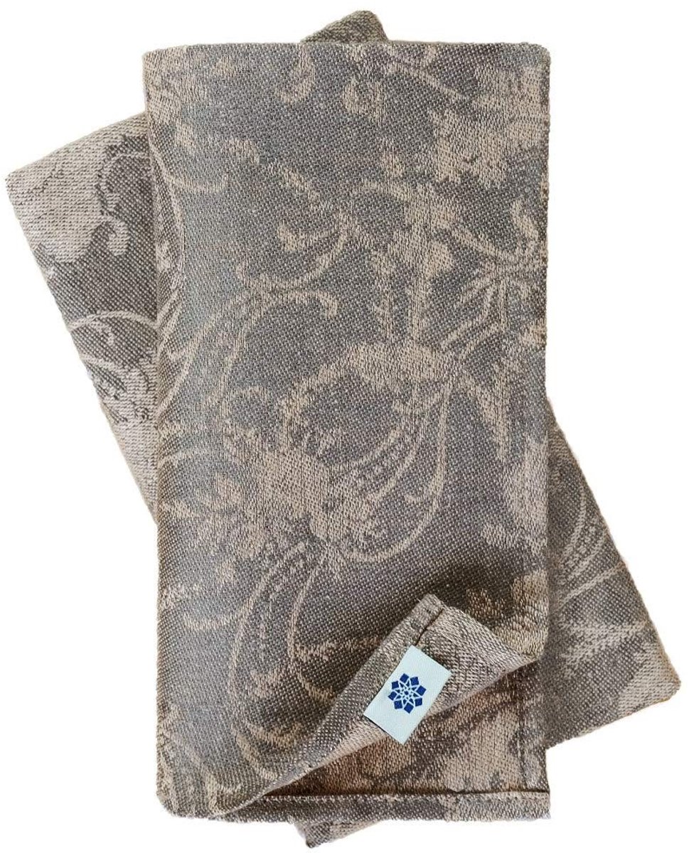 Omgoods - Luxe Jacquard Servetten met Bloemenpatroon - 100% Linnen, Roze Grijs 47x47cm, Set van 4