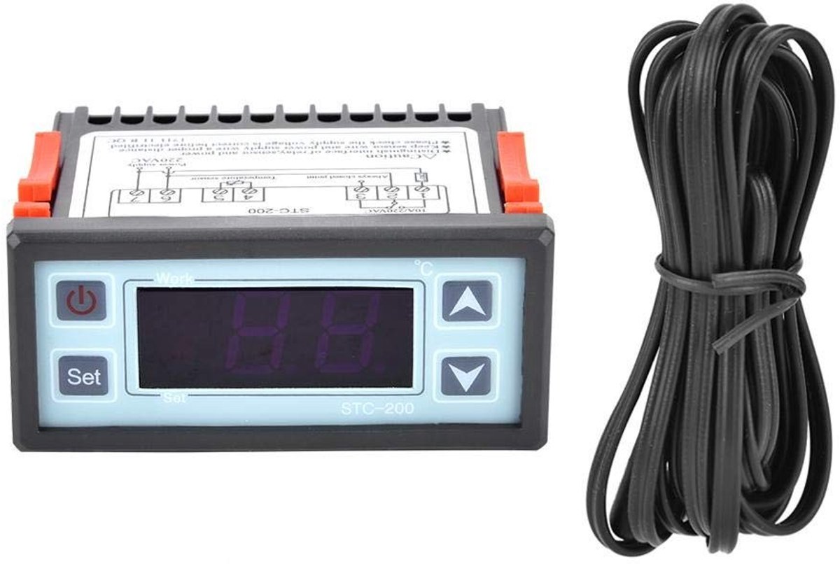 Omgoods- Temperatuurregelaar Digitale Thermostaat - Programmeerbare Instellingen - Temperatuurcorrectie - Bescherming Compressor - Display - Materiaal AB