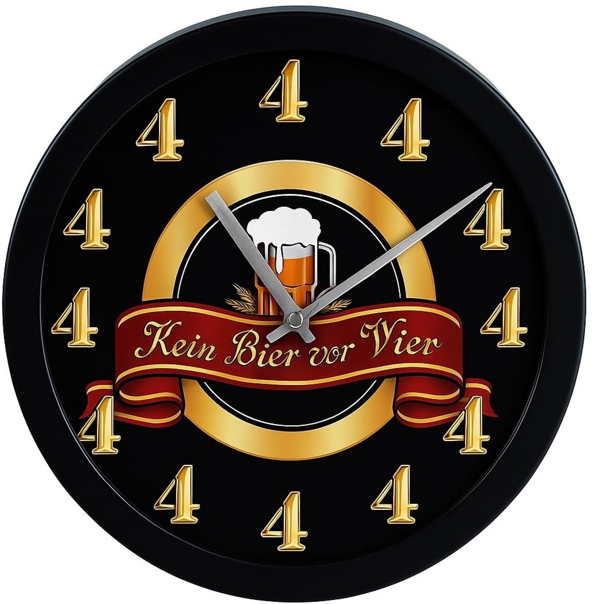 Omgoods - Wandklok 'Kein Bier vor Vier' - Speelse en unieke klok voor elke ruimte