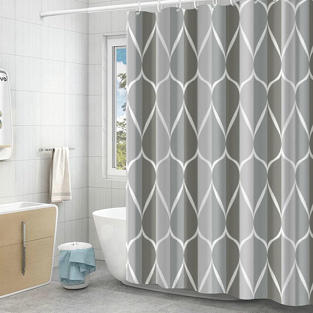 Omgoods - Polyester Douchegordijn 100 x 180 cm met Geometrisch Patroon