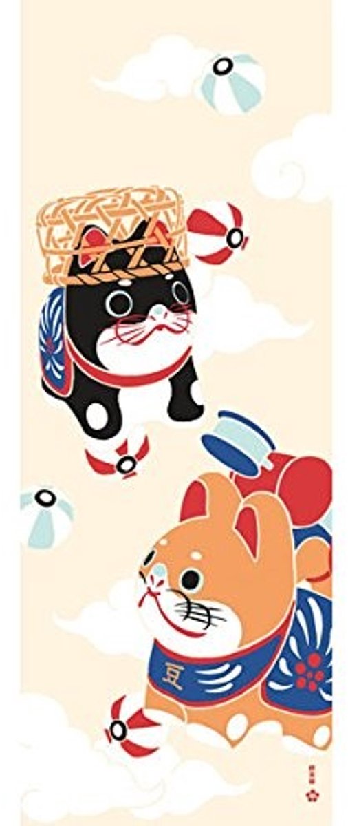 Omgoods - Japanse Tenugui Handdoek met Shiba Hariko Hond Motief