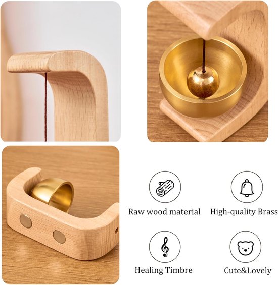 Magnetische Deurbel - Windgong - Hout - winkeliersbel - housewarming cadeau - Entree ornament - Deuropener - Welkom Gasten - Deur Decoratie - Deurbellen - Receptie bel - Entry Bel - WinkelBell - voor veranda, muur, tuin, winkel - Walnoothoutkleur — afbeelding 4