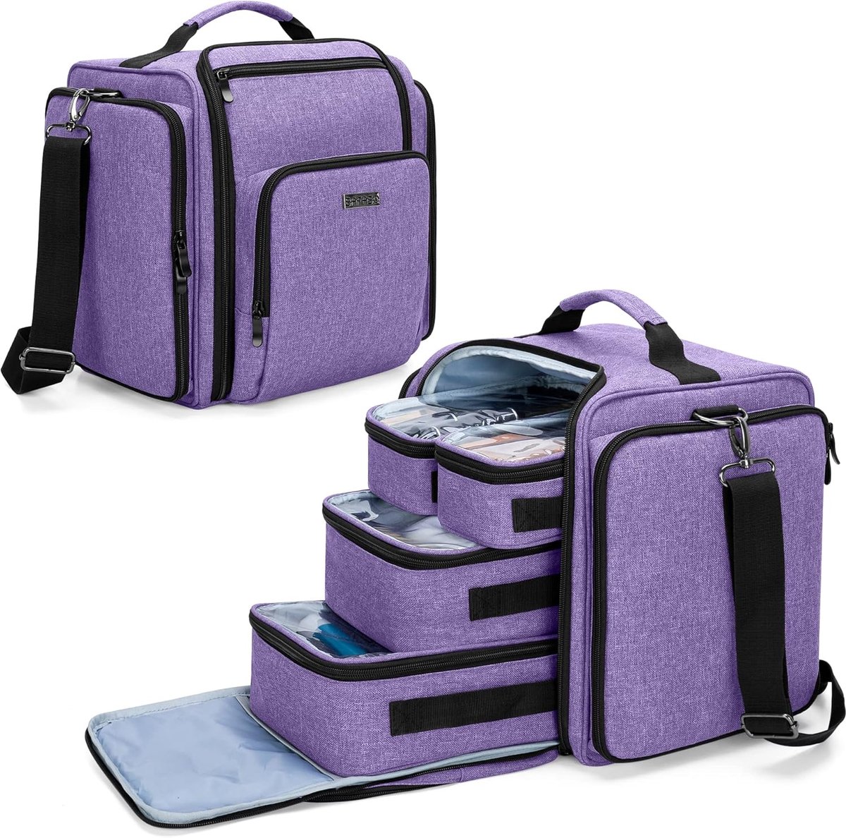 SnelShoppen - Makeup Tas, Cosmetica Tas met 4 Verwijderbare Binnenzakken, Multifunctionele Reis Makeup Tas, Paars, Geschikt voor Feest, Reizen en Dage