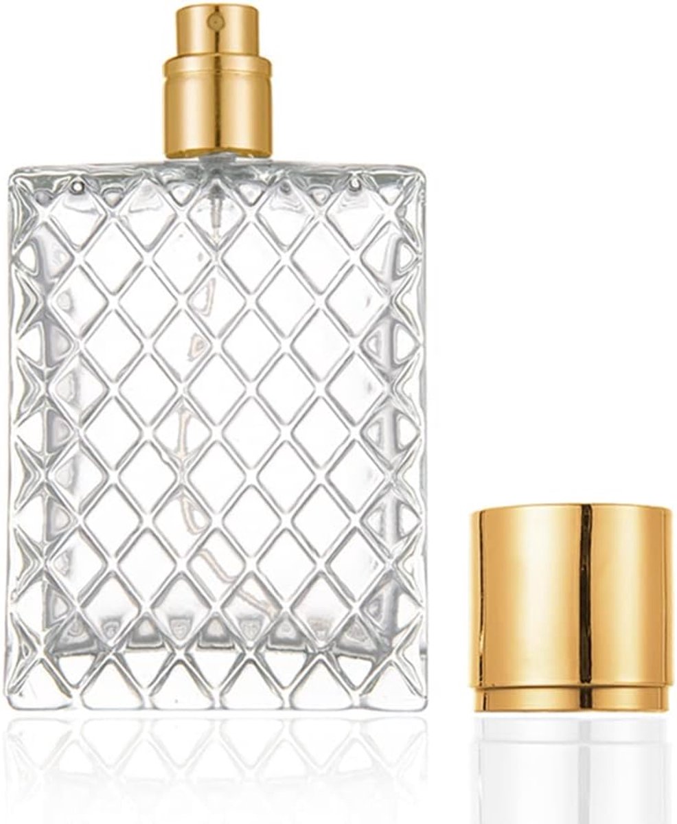 100ml/3.4oz Clear Glas Fijne Mist Verstuiver, Draagbare Vierkante