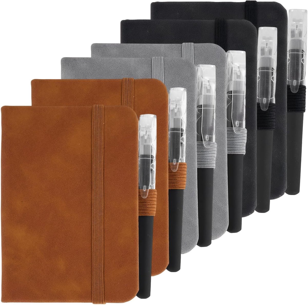 6 Stuks Kleine Notitieboeken A7,11x8cm Notizbuch Klein mit Stift,200
