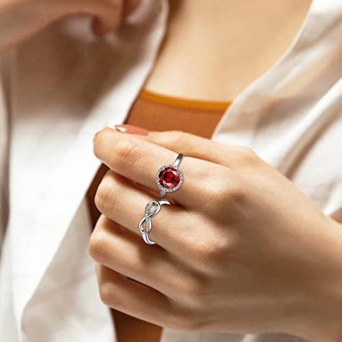 Ringen voor vrouwen voor altijd knoopringen belofte ring trouwring zilveren eindeloze liefdesring voor haar maat H1/2-Y