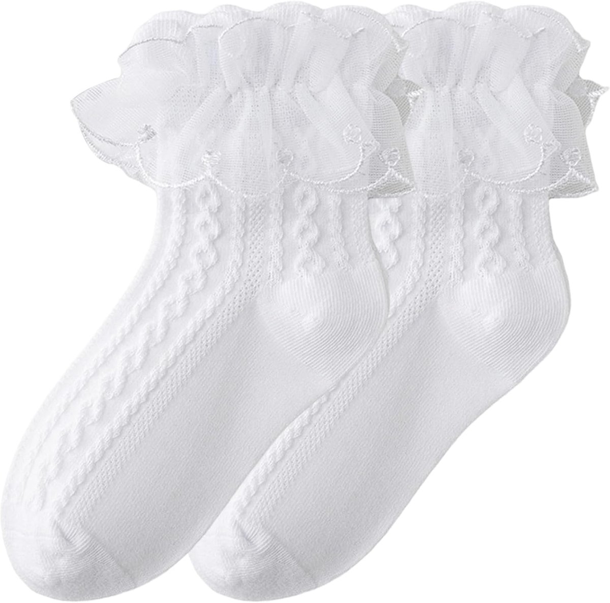 Meisjes Leuke Ruches Sokken, Lace Frilly Jurk Sokken voor