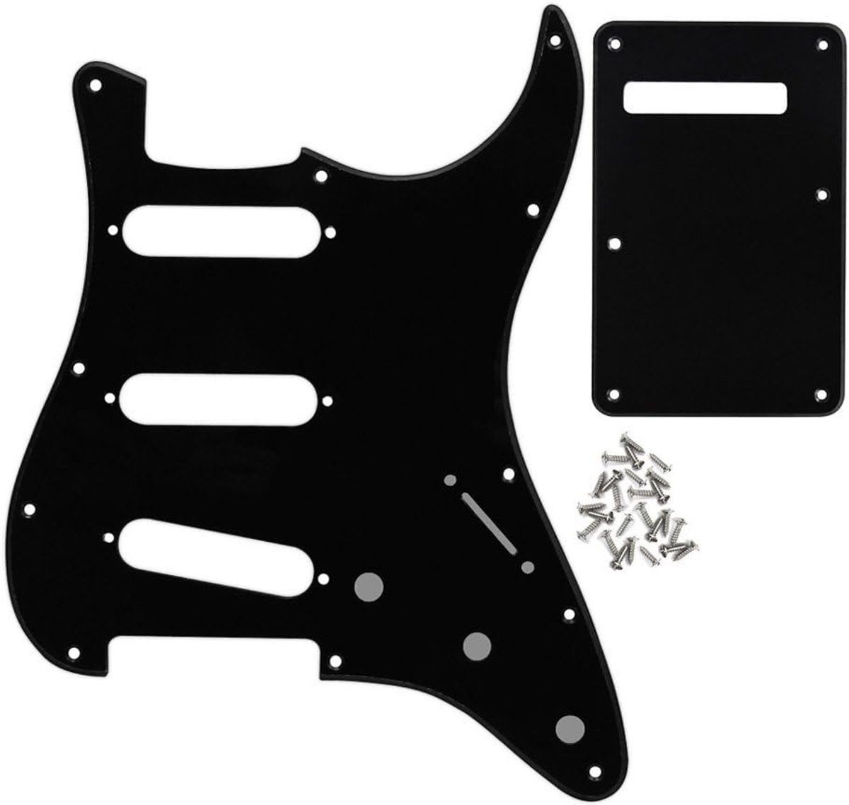 Set van Elektrische Gitaar SSS Stijl Slagplaat met Achterplaat Montage Schroeven voor USA/MEX ST Gitaar Onderdeel, 1Ply Zwart