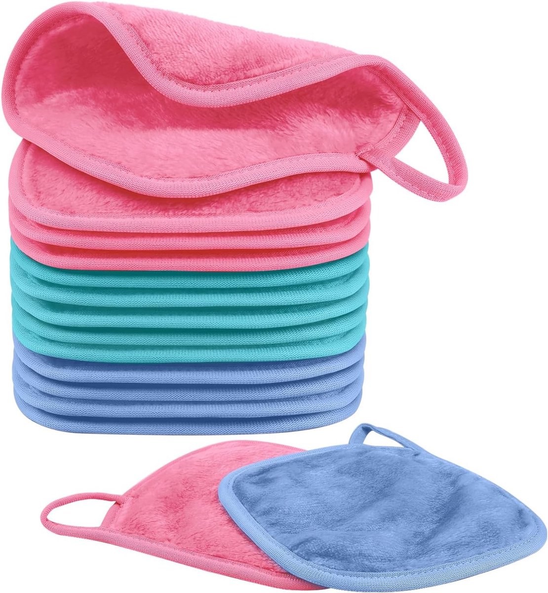 Set van 15 Wasbare Make-up Doekjes van Microvezel - Herbruikbare Make-up Pads voor Dagelijks Gebruik en Reizen, Perfect voor het Verwijderen van Cosmetica en Gezichtsreiniging