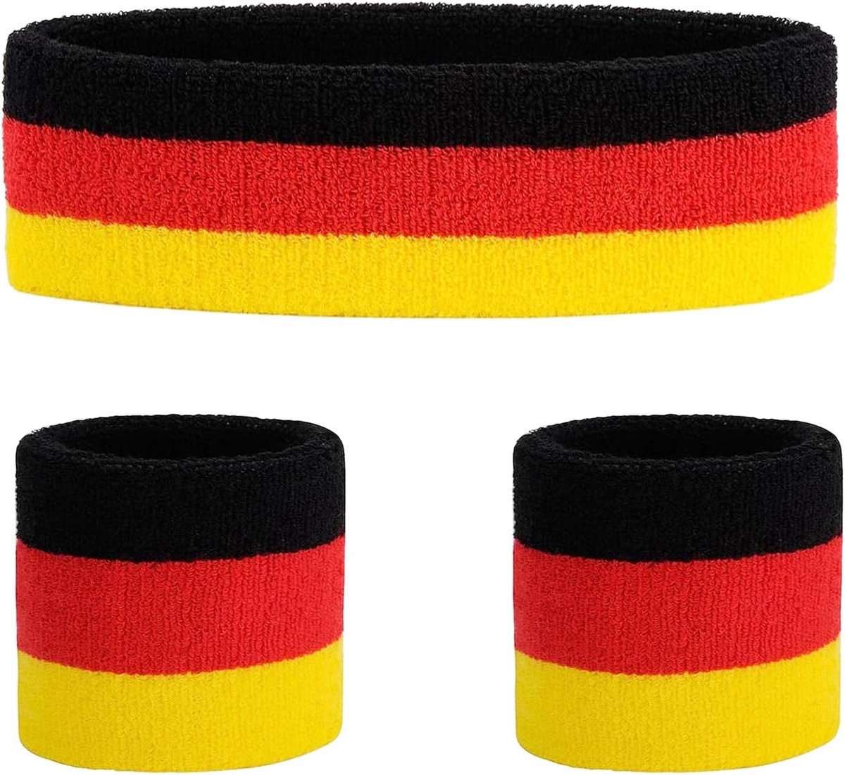 fanartikelset, 2 Duitsland zweetbanden, zwart, rood, goud Duitsland