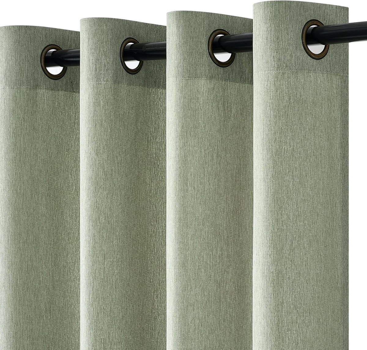 Gordijnen, saliegroen, woonkamer, gordijnen, linnenlook