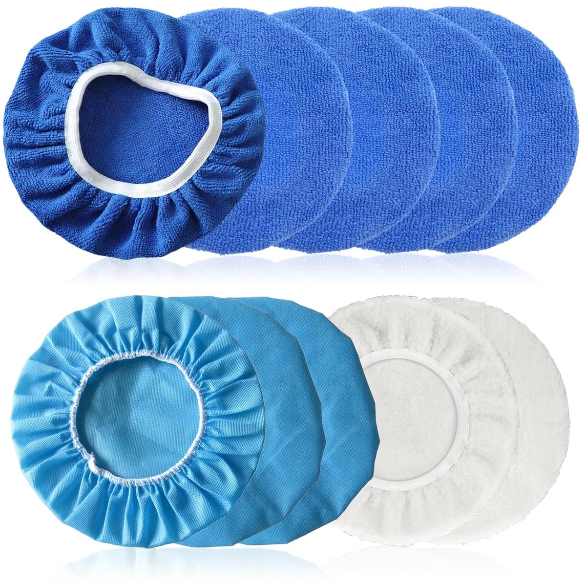 10 stuks, zachte microvezel polijstkap, 230 mm - 250 mm, waskappen, polijstpads, 3 materialen, polijstdoppen, polijstopzetstuk voor auto, meubels, glas, vloerpolijsten, waxen
