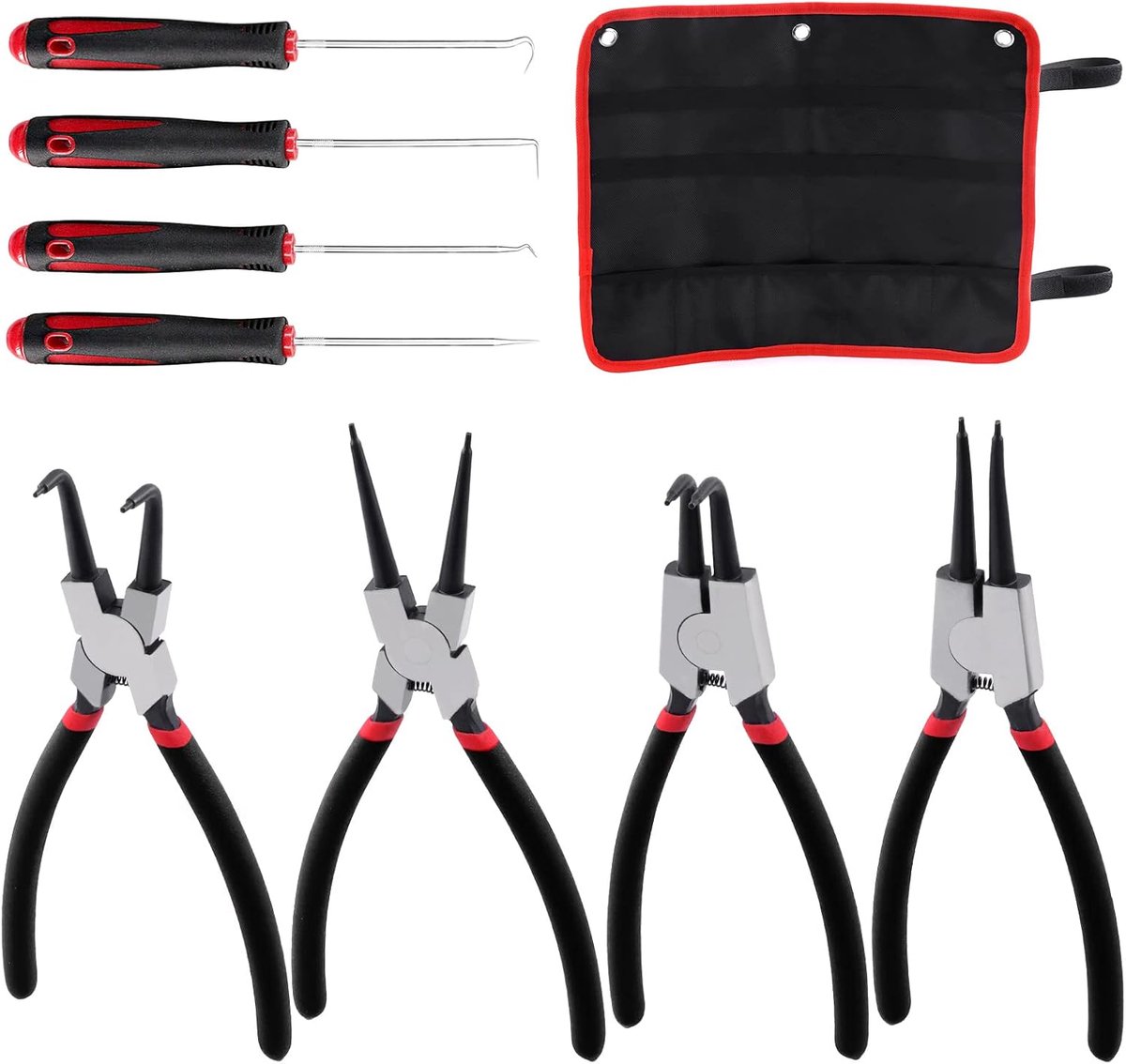 9 stuks 22,5 cm ringtangen en haken en pickset, 4 stuks