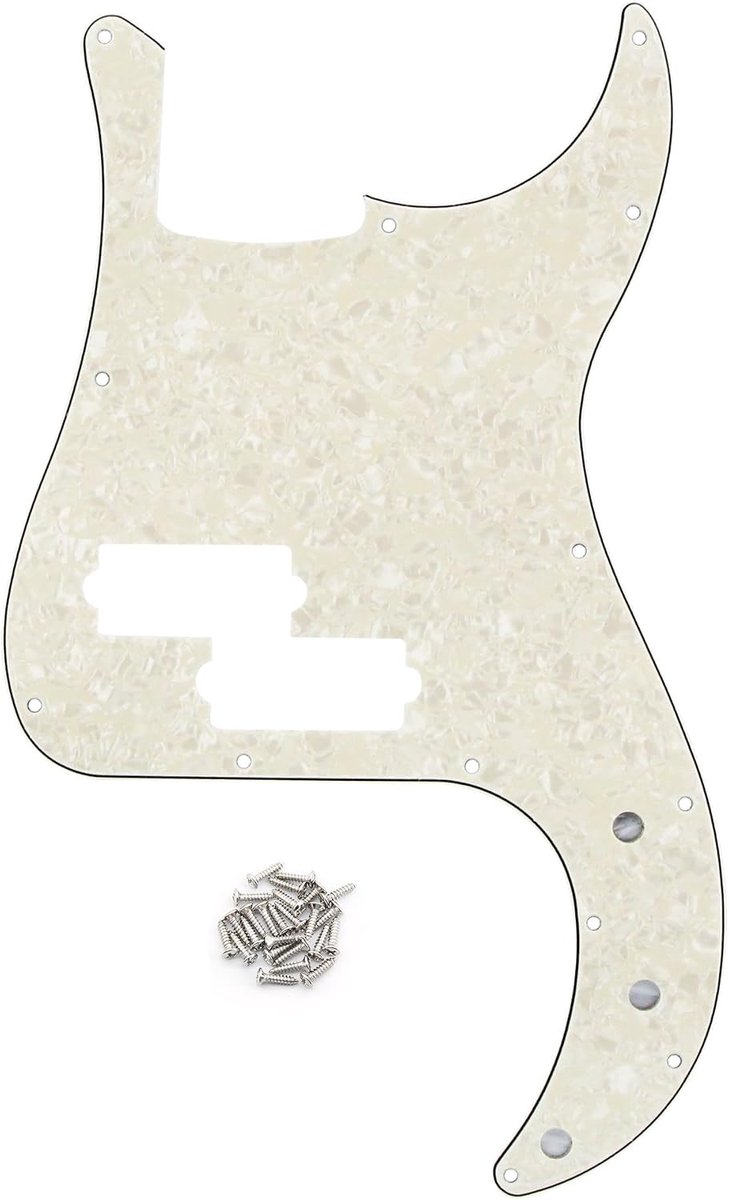 13-Hole Elektrische Gitaar PB Bass Pickguard met Montage Schroeven voor American/Mexicaanse Standaard Precisie Bas Moderne Stijl, 4Ply Aged Pearl