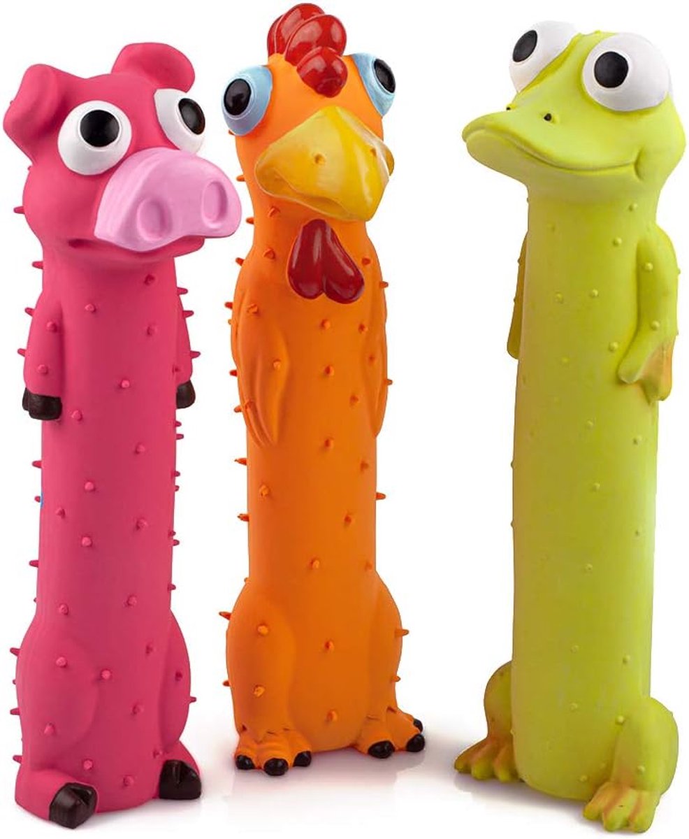 3 stuks gemaakt van latex met pieper Hondenspeelgoed lang Animal Puppy Squeak Interactief spel Diverse kleuren