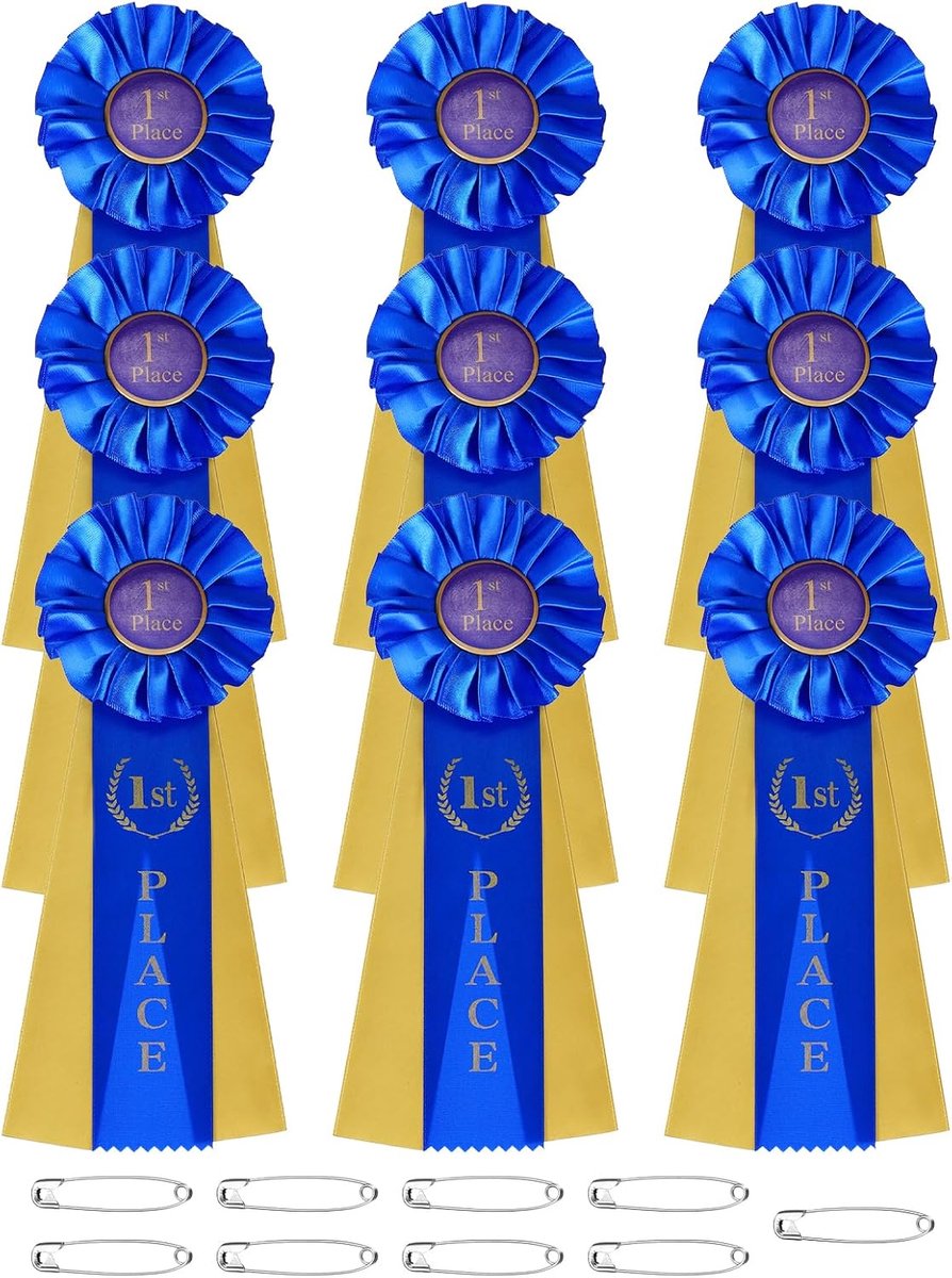 9 stuks awardlinten, 1e plaats winnaar herkenning lint prijslinten