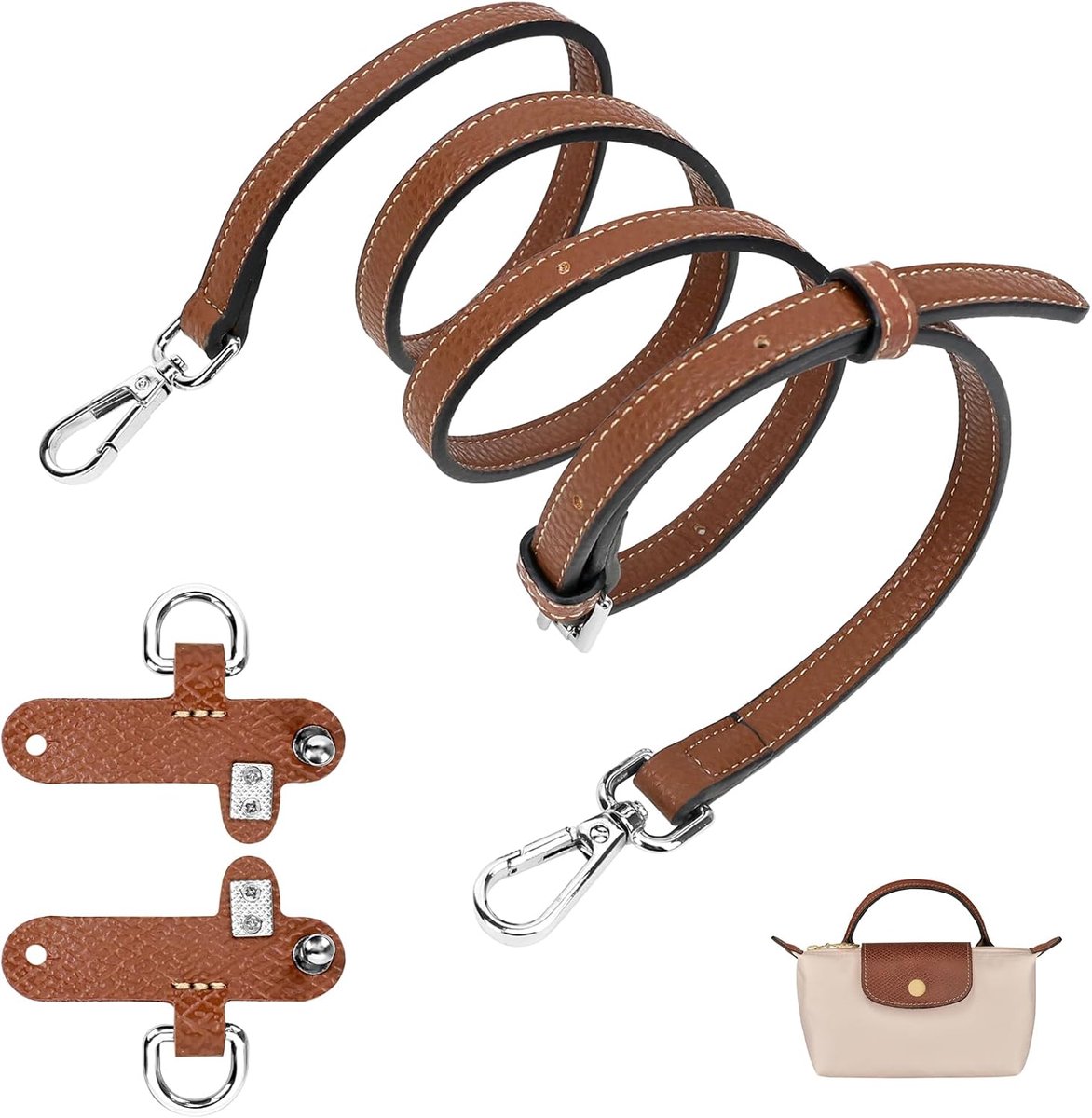 Schouderriem voor longchamp van leer, voor dames, verstelbare tasriem