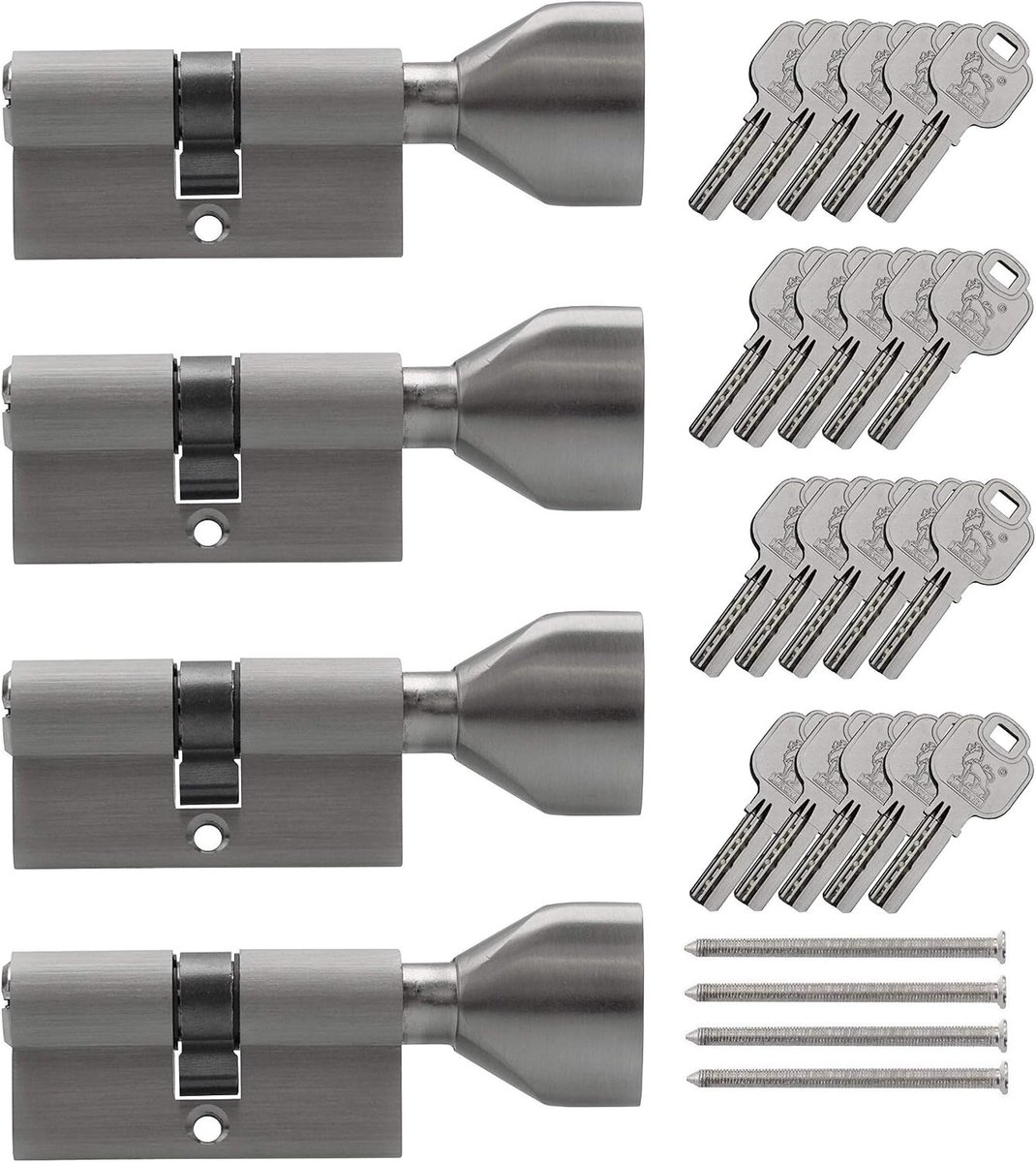4x knopcilinder Ksn 60 mm 30/30 gelijksluitend incl. 20 sleutels