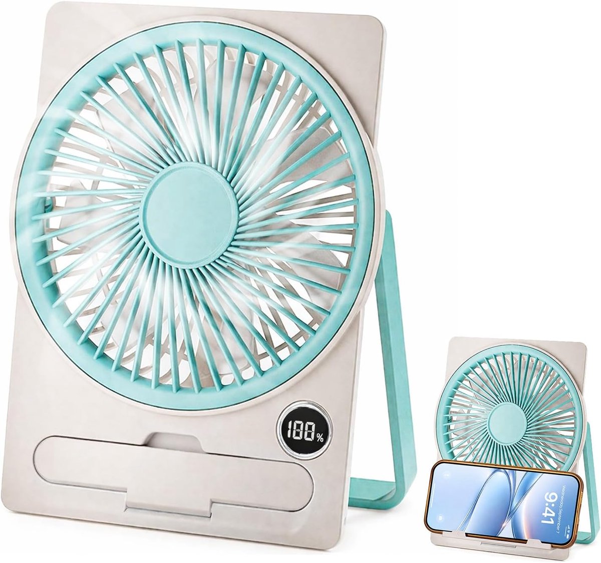 USB-ventilator, oplaadbaar, 3 snelheden, stille ventilator, draagbare mini-ventilator voor reizen, binnen, buiten (blauw)