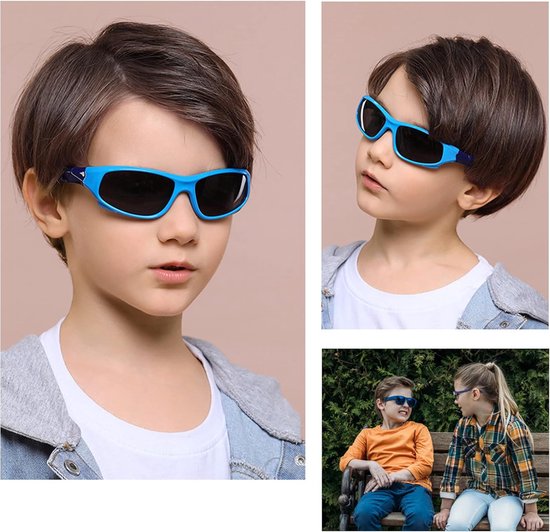 Zonnebril voor kinderen, sport, gepolariseerd, onbreekbaar, jongens en meisjes (3-12 jaar) + brillenkoord + brillenkoker — afbeelding 3