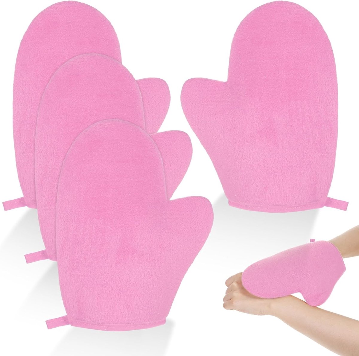 4 stuks zelfbruiner applicator mitt, dubbelzijdige tan applicator mitt, herbruikbare bruiningslotion handschoenen, tanning mitt, zelfbruiner handschoen met duim, bruiningshandschoen voor